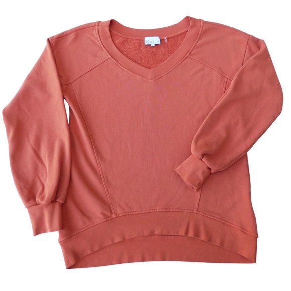 Kinly | Tops | Kinly Sweatshirt Cotton Ribbed Knit V Neck Cuffs ...